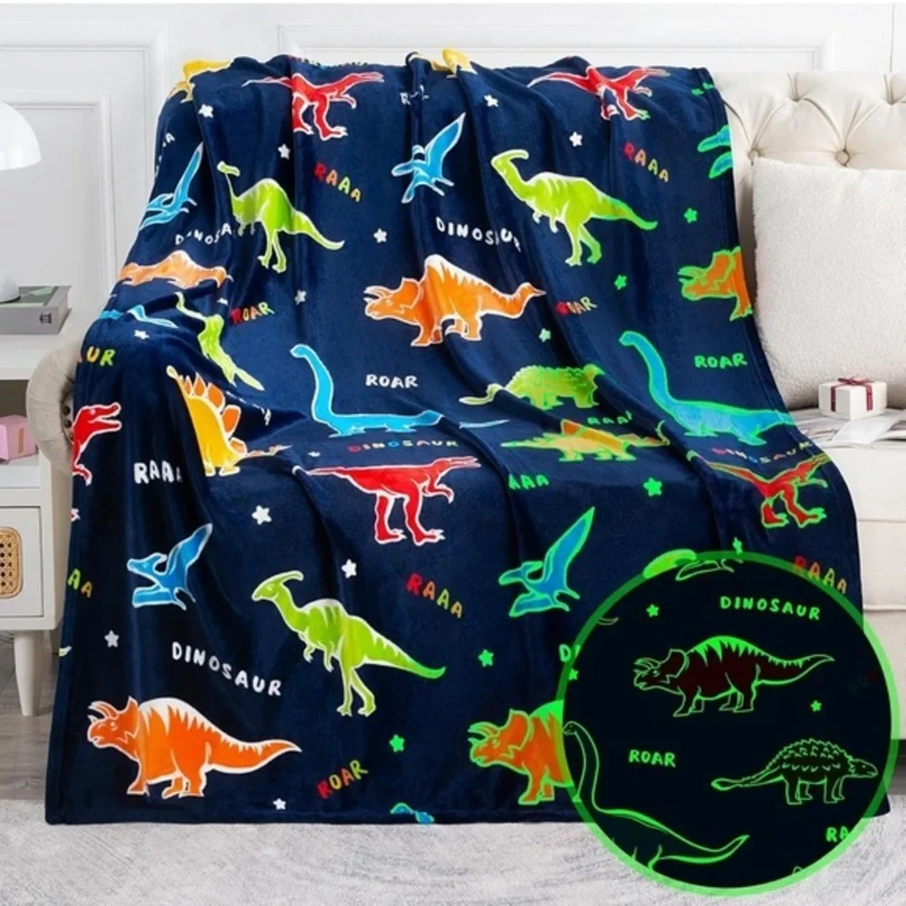 Glow in The Dark dinosaur Blanket throw 50x60